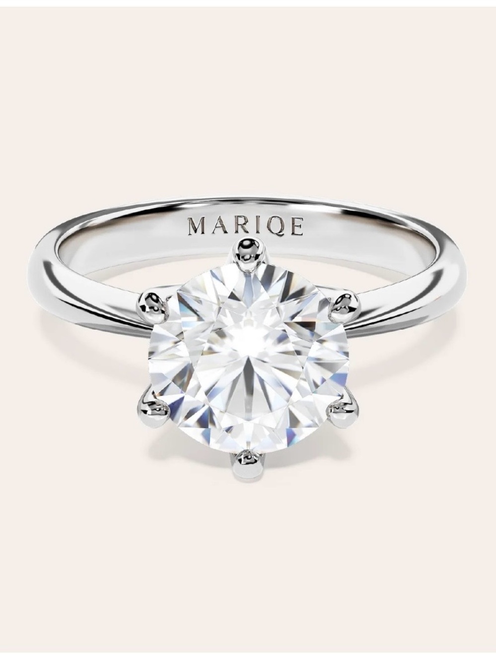 Moissanite Solitaire Ring 1ct Platinum Plated